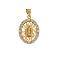 Oval CZ Greek Key Virgin Guadalupe (14K)