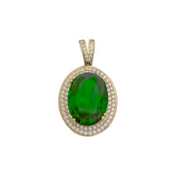 Oval Cubic Zirconia Halo Pendant (14K)