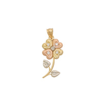 Tricolor Four-Clever Flower Diamond Cut CZ Pendant (14K)