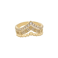 Chevron Three Row CZ Ring (14K)
