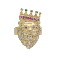 Tri-Tone King Lion CZ Ring (14K)