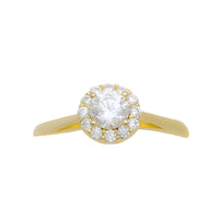 Four Prong Halo Pave CZ Ring (Silver)