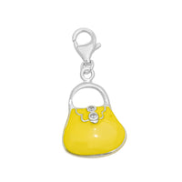 Enameled 3D-Purse with Lobster Clasp Charm Pendant (Silver)