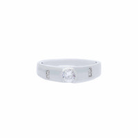 Semi Bezel CZ Band Ring (Silver)