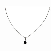 Pear Shape Black Onyx Fancy Chain (Silver)