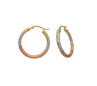Tri-Tone Diamond-Cut Hoop Earring (14K)
