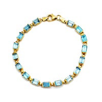 Rectangle Shape Blue CZ Stone Bracelet (14K).