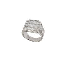Square Design Baguette Stone Ring (Silver)