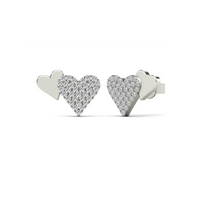 Double Heart Diamond Earring (14K)