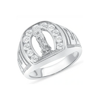 Greek Key Virgin Mary CZ Ring (Silver)