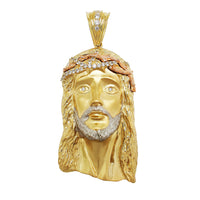 Tri-Color Jesus Head Pendant (14K)