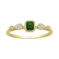 Diamond With Emerald Ring (14K)