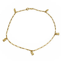 Figaro Teddy Bear Charm Anklet Bracelet (14K).