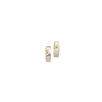 Tri-color Diamond Cut Finish Huggies Earrings (14K)