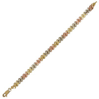 Tricolor Milgrain Diamond-cuts "X" Fancy Lady Bracelet (14K).