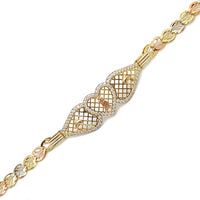 Tri-Color Virgin Mary CZ Bracelet (14K).