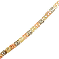 Tricolor Milgrained Frame Fancy Bracelet (14K).