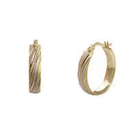 Tricolor Regal Diamond Cuts Hoop Earrings (14K)
