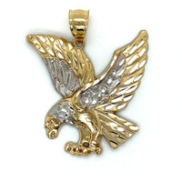 Diamond-Cut Two-Tone Eagle Pendant (14K)