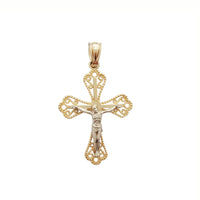 Two-Tone Milgrain Filigree Crucifix Pendant (14K)