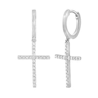 Diamond Cross Drop Earrings (14K)
