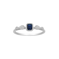 Diamond Emerald Cut Sapphire Fancy Ring (14K)