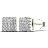 Diamond Square Stud Earrings (14K)