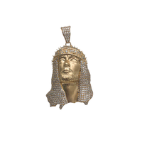 Iced-Out Jesus Head Pendant (14K)