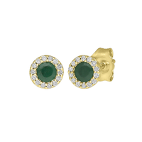 Diamond & Emerald Stud Earrings (14K)