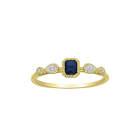 Diamond Emerald Cut Sapphire Fancy Ring (14K)