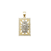 Zirconia Rectangle Halo Virgin Mary Pendant (14K)