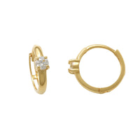 Zirconia Solitaire Huggie Earrings (14K)