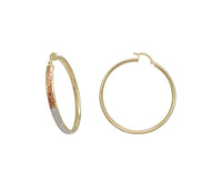 Tri-Tone Diamond Cut Hoop Earring (14K)