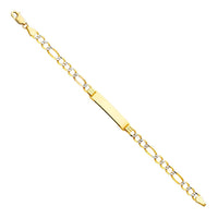 Two-Tone Figaro Baby ID Bracelet (14K)