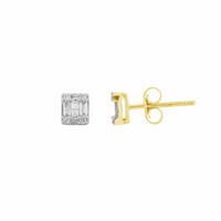 Diamond Baguette Square Stud Earrings (14K)