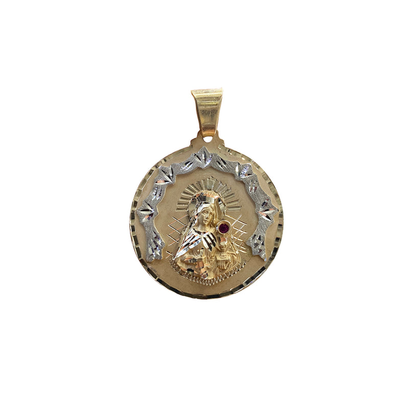Diamond-Cut Saint Barbara Circle Medallion Pendant (14K)