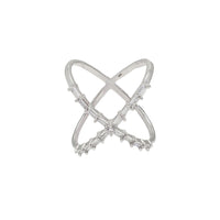 Zirconia Baguette Crossover Ring (Silver)