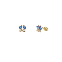 Mini Butterfly CZ Stud Earrings (14K).