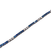 Dark Blue & White Cubic Zirconia Tennis Bracelet (Silver)