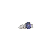 Zirconia Marquise Accent Blue Oval Stone Ring (Silver)