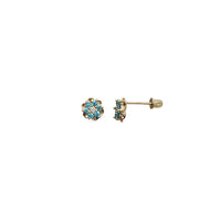 Cubic Zirconia Flower Stud Earrings(14K)