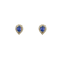 Zirconia Halo Teardrop Shape Stud Earrings (14K)