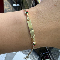 Strawberry Charm Rolo Baby ID Bracelet (14K).