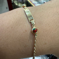 Strawberry Charm Rolo Baby ID Bracelet (14K).