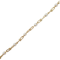 Paper Clip Pearl Bracelet (14K).