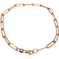 Slim Flat Elongated Paperclip Link Bracelet (14K).