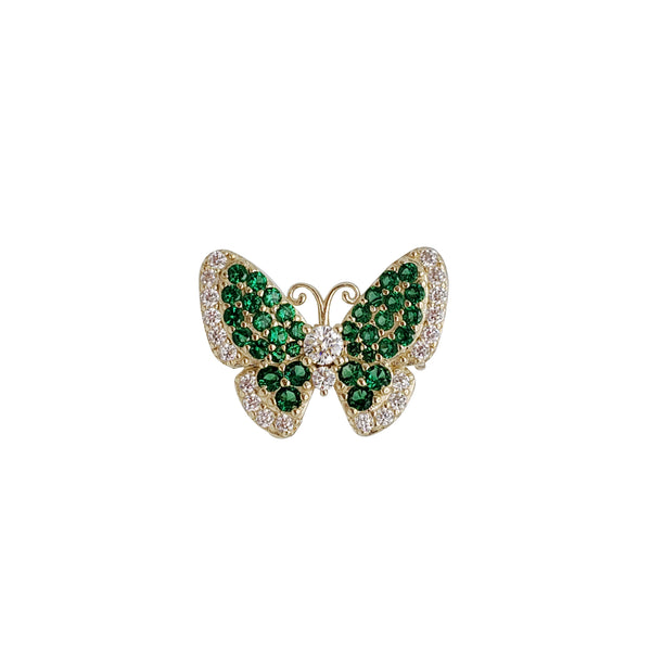 Green Zirconia Butterfly Ring (14K)