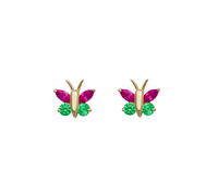 Cubic Zirconia Butterfly Stud Earrings (14K)