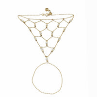 Pearl Hand Chain/Finger Bracelet (14K)