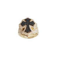 Big Cross Black Stone Ring (14K)